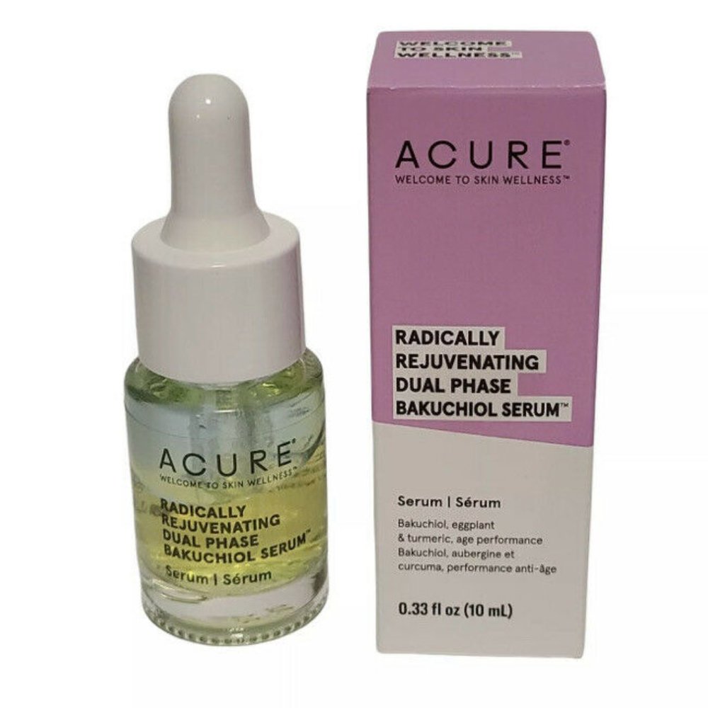 Acure Radically Rejuvenating Dual Phase Bakuchiol Serum .33 fl oz 10 mL.